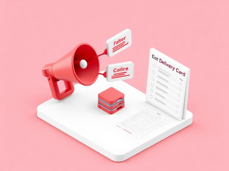 Isometric broadcast campaign with megaphone and delivery report