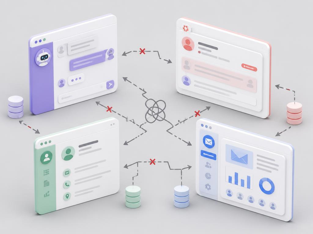 Fragmented tool stack: disconnected chatbot, helpdesk, CRM and campaign tools